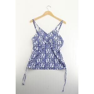 Womens pattern blue and white tankini top womens XL vacation tropical pool side